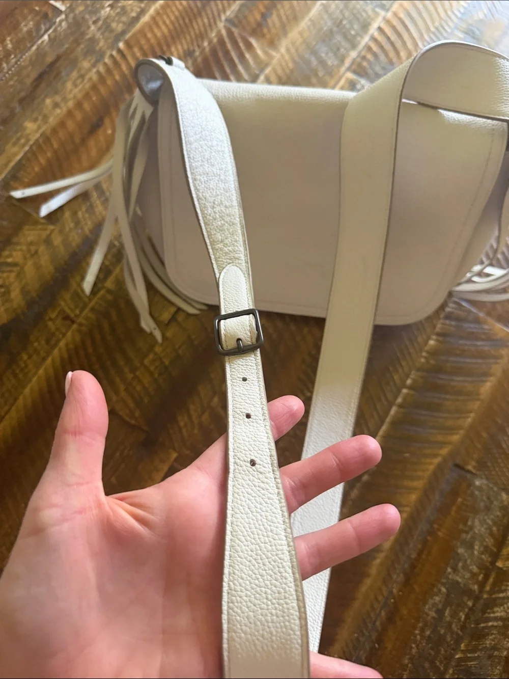 Coach White Leather Dakota Crossbody Bag with Fringe and Chain Trim - Picture 11 of 16